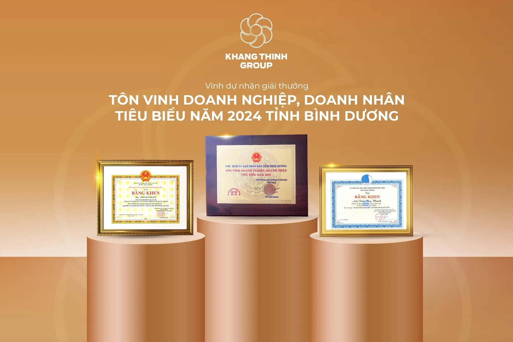 KHANG THỊNH GROUP VINH DỰ NHẬN GIẢI THƯỞNG “TÔN VINH DOANH NGHIỆP, DOANH NHÂN TIÊU BIỂU NĂM 2024” CỦA TỈNH BÌNH DƯƠNG